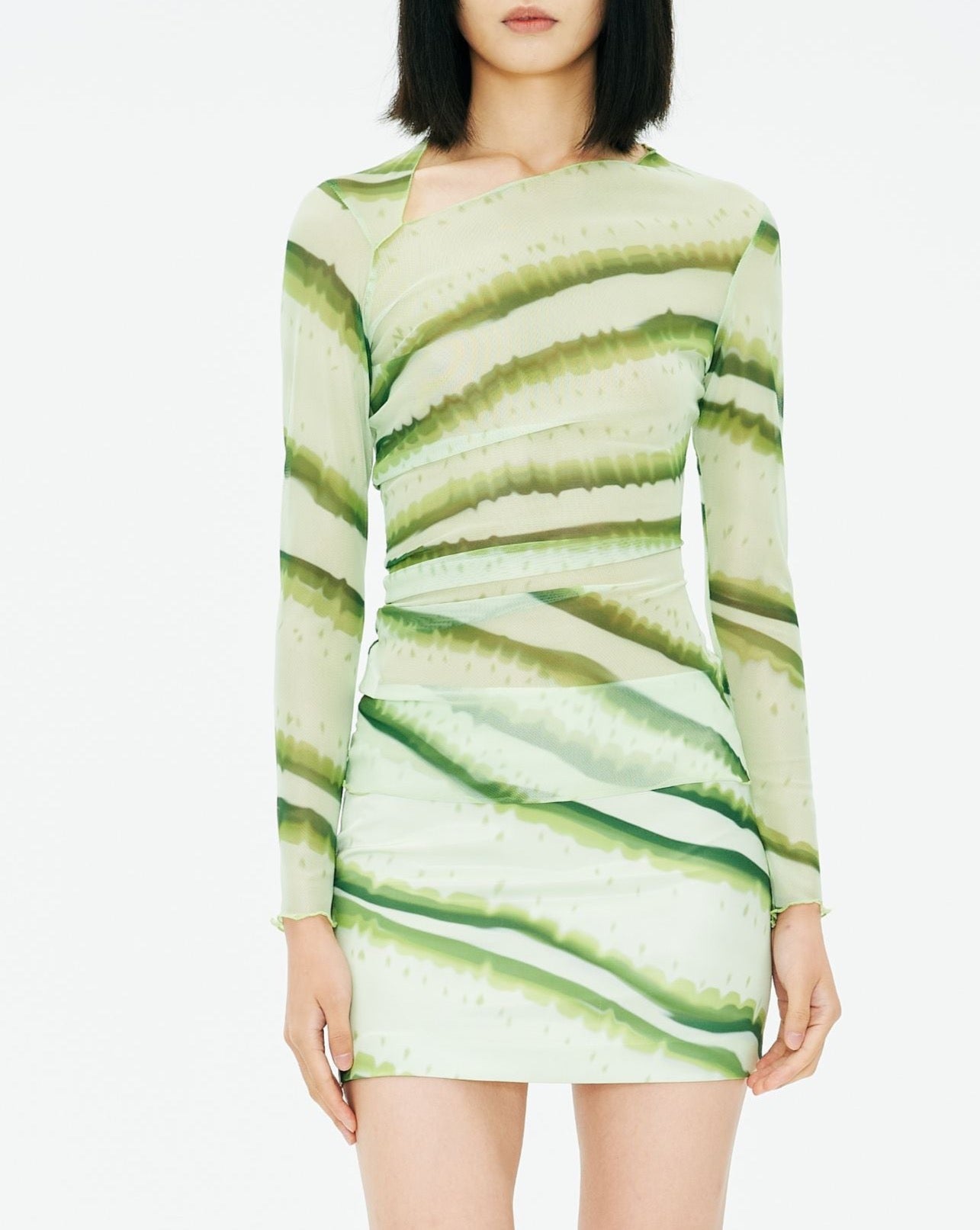 Scarlet Sage Green Cucumber Long Sleeve Mesh T-Shirt